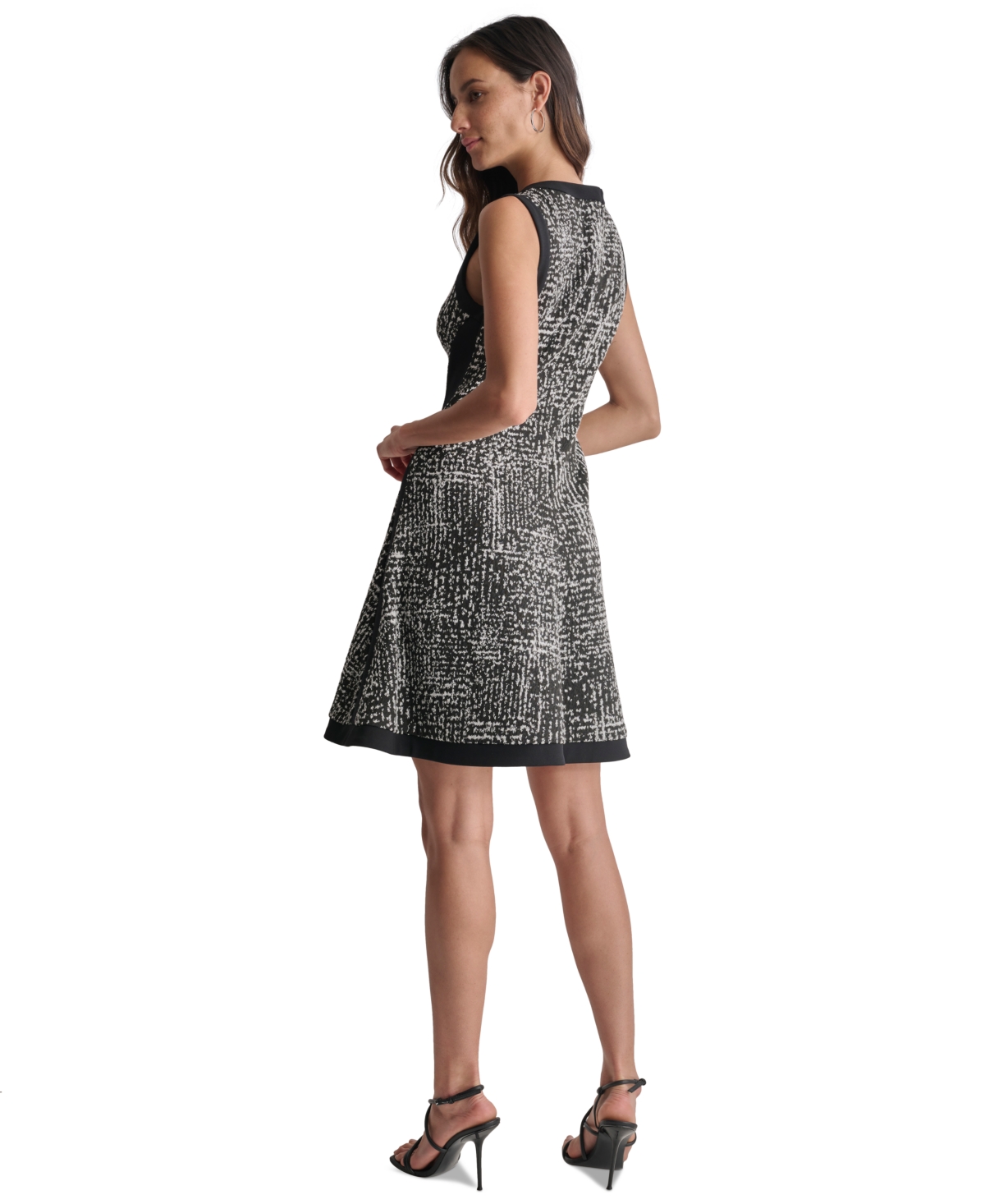 Dkny Petite Colorblocked Sleeveless Fit & Flare Dress -Ivory