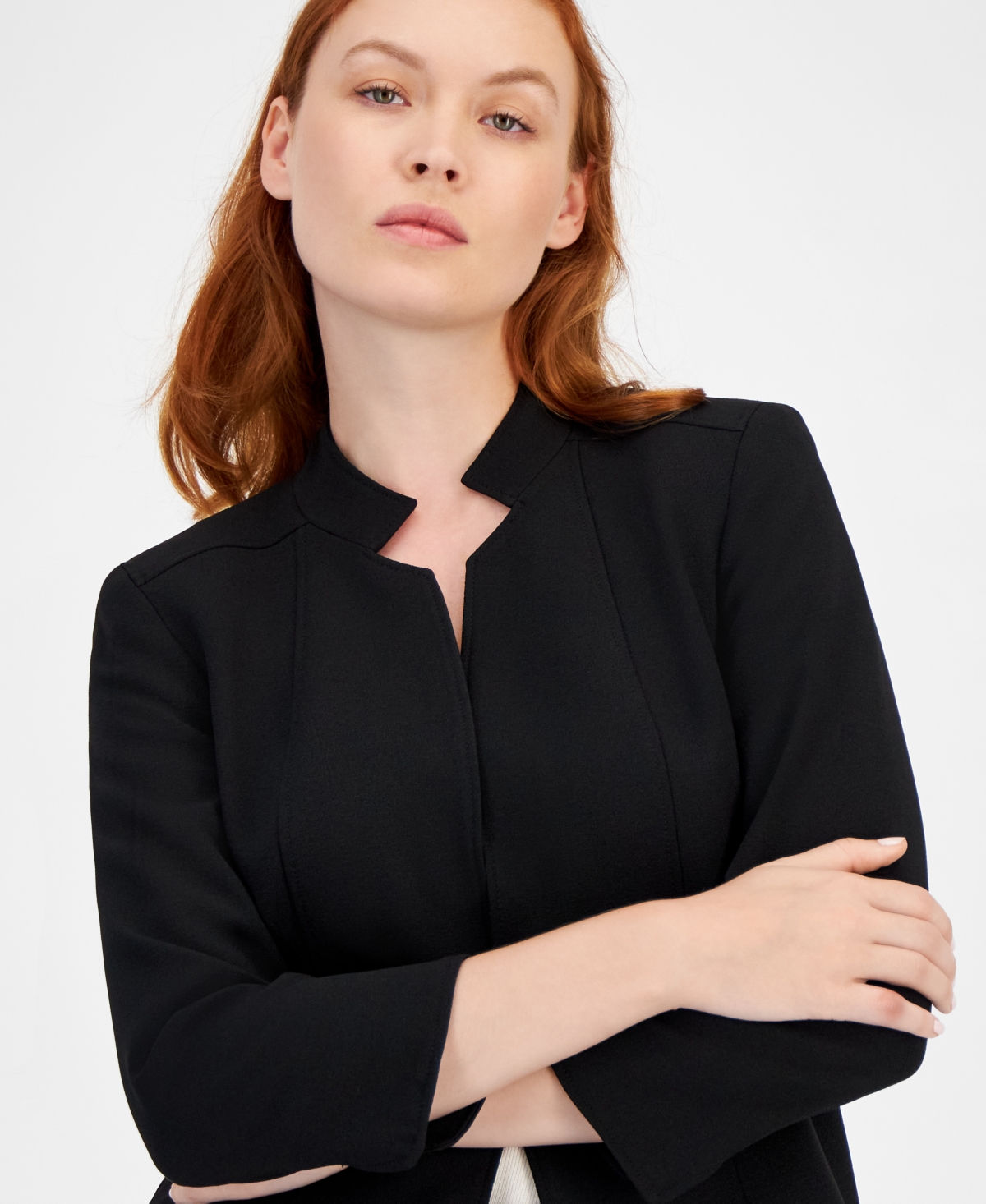 ANNE KLEIN STAR-COLLAR OPEN-FRONT BLAZER 