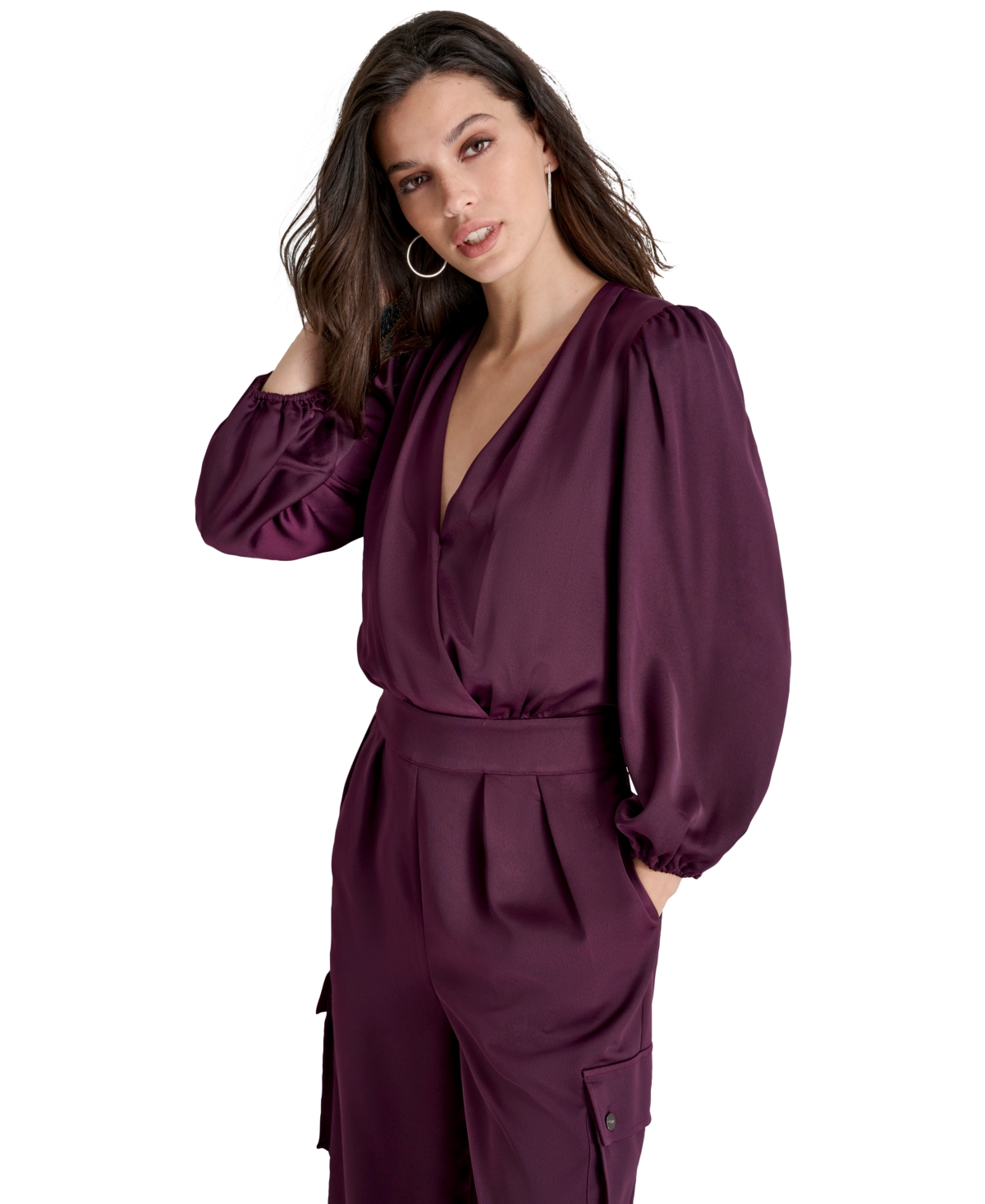 Dkny Women's Surplice-Neck Long-Sleeve Utility Jumpsuit