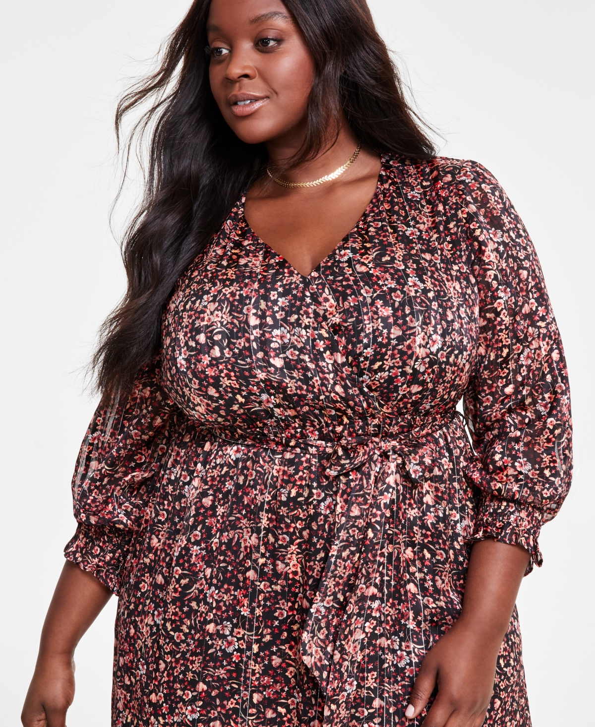 Vince Camuto Plus Size Floral-Print Midi Dress