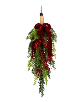 National Tree Company Christmas Joy Teardrop Swag, 28 Inches