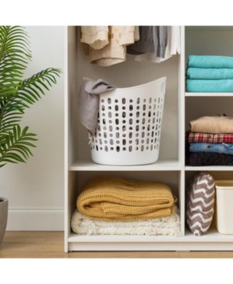 USA Laundry Basket 40L Durable and Flexible, Portable Round Bin, 1.15 Bushel Hamper for Storage with Ventilation Holes for Closet Dorm, White