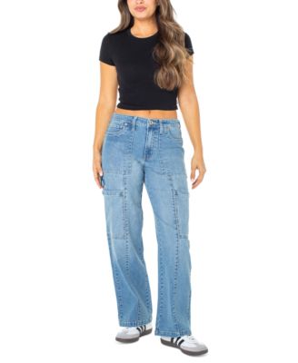 Celebrity Pink - Juniors' Mid Rise Cargo Seamed Wide Leg Jean