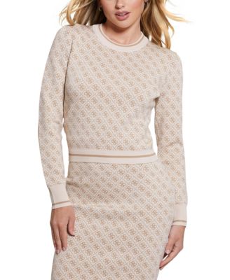 GUESS - Women's Lise 4G-Logo Crewneck Long-Sleeve Sweater