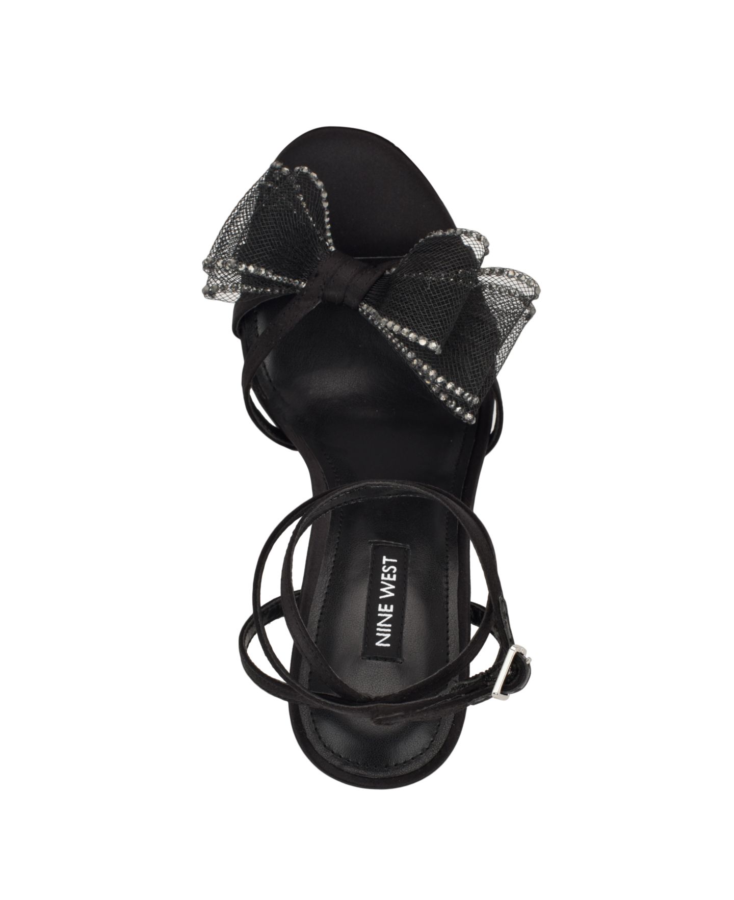 Женские сандалии Nine West Minky Stiletto Heel Strappy Dress Sandals, цвет: Чёрный атласный — фото 4
