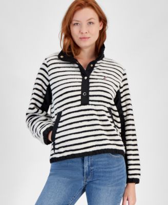 Nautica Jeans - Women's Striped Pullover Sherpa Jacket