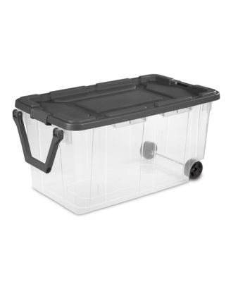 160 Qt Latching Stackable Wheeled Storage Box Container w/ Lid, 2 Pack