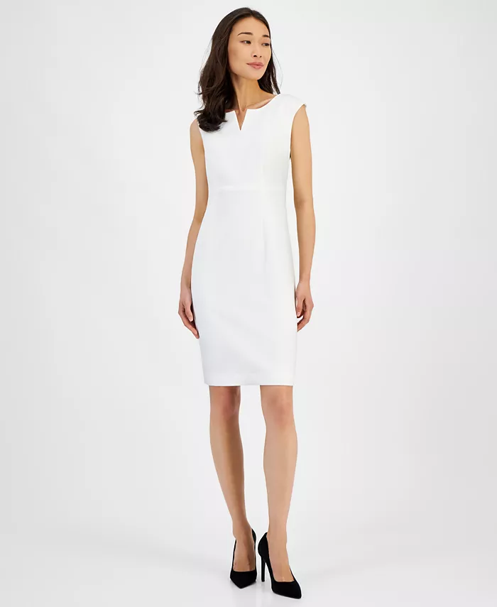 Women's Stretch Crepe Sleeveless Sheath Dress