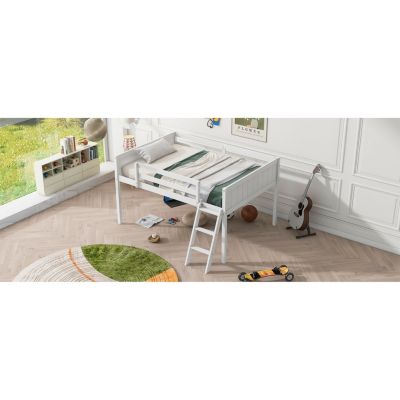 Streamdale Full Size Wood Low Loft Bed with Ladder