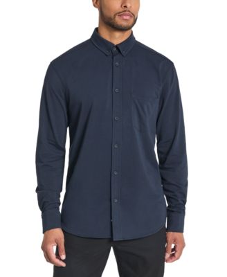 Kenneth Cole - Men's Slim-Fit Plain White Performance Long-Sleeve Button-Down Shirt