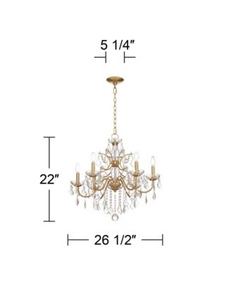 Magrite Gold Hanging Chandelier Lighting 26 1/2" Wide French Clear Crystal Curved Arm 6-Light Fixture Dining Room House Foyer Entryway Kitchen Bedroom Living Room High Ceilings