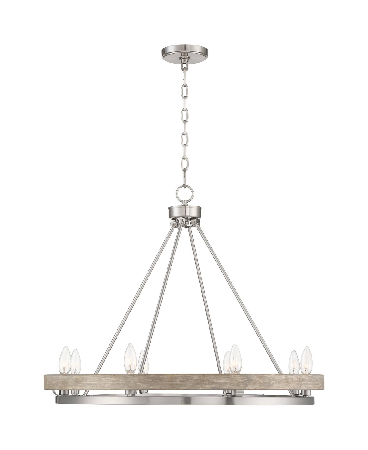 Possini Euro Design Lora Brushed Nickel Graywood Wagon Wheel Chandelier Lighting 29 1/4