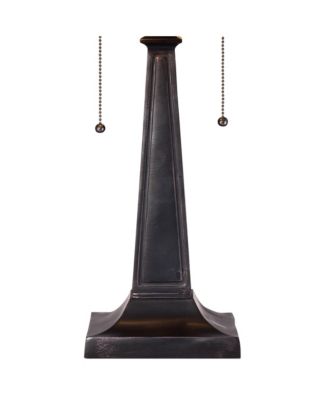 Art Deco Accent Table Lamp 21.5" High Mission Bronze Stained Glass Shade for Living Room Family Bedroom Bedside Office