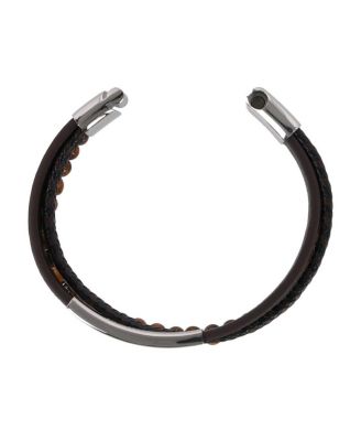 Loose Fit Beaded and Leather 3 Strand Bracelet