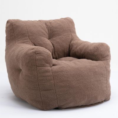 Soft Tufted Foam Bean Bag Chair With Teddy Fabric