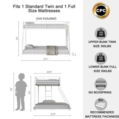 Adam Twin Over Full Metal Bunk bed