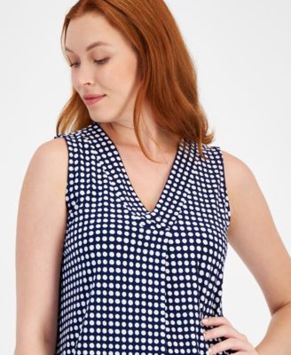 Women's Printed Sleeveless V-Neck Shell Top