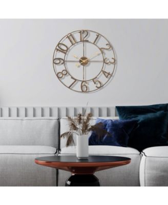 Large Wall Clock for Living Room Decor - Numeral Wall Clock for Kitchen - 24 inch Wall Clock Decorative (Gold)