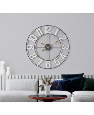 Large Wall Clock for Living Room Decor - Numeral Wall Clock for Kitchen - 24 inch Wall Clock Decorative (Gold)