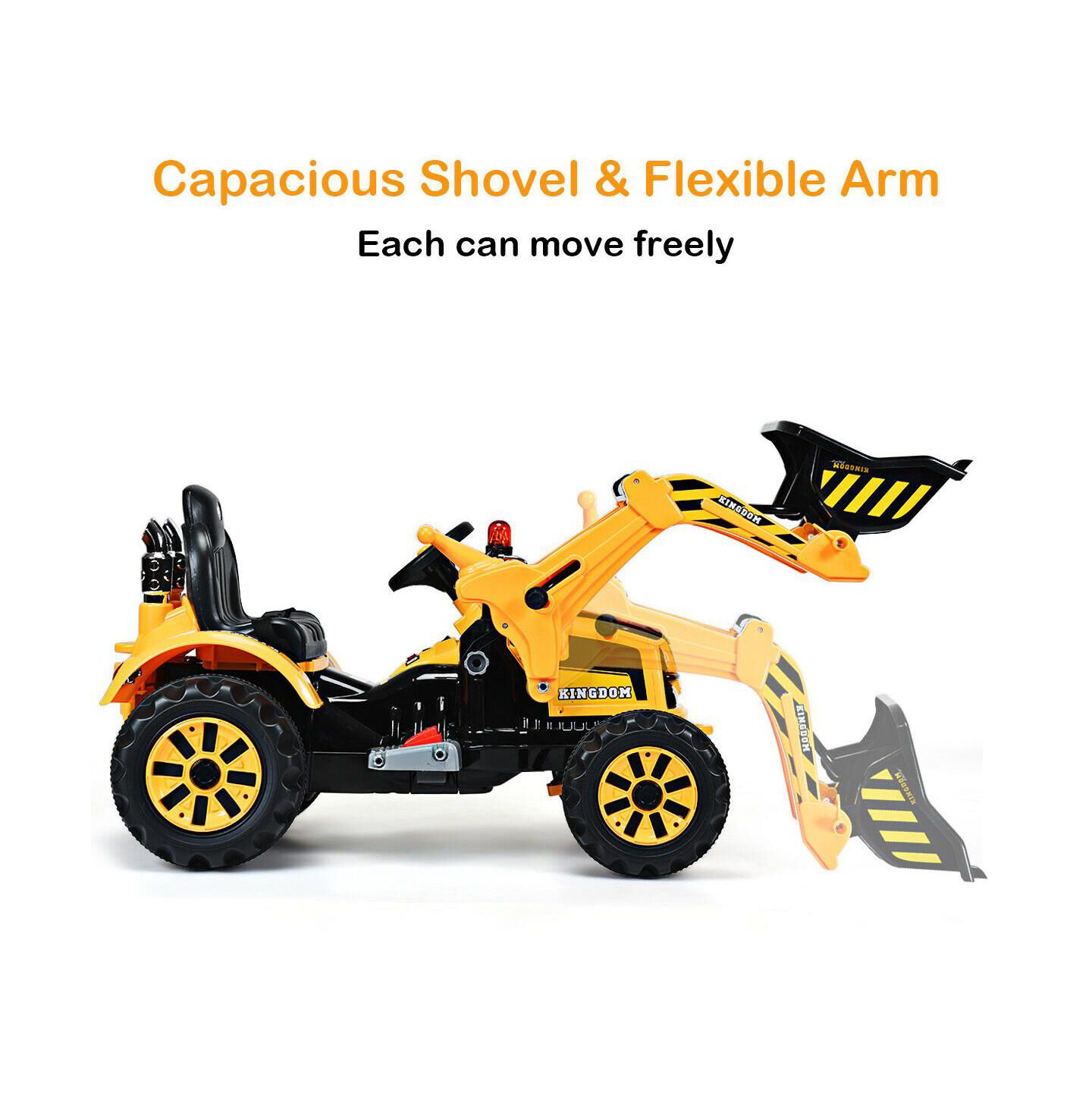 Детская игрушка Costway Powered Excavator Truck With Working Bucket Ride-On, 66 lbs Capacity, Ages 3+, цвет: Жёлтый — фото 4