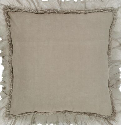 Pure Linen Sheer Fringe Throw Pillow Covers, 22"x 22", Set of 2