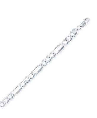 Sterling Silver 5.8mm Figaro Chain -Rohdium Plated
