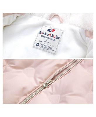 Toddler Girls Fleece Lined Heart Puffer Jacket 2T-5T