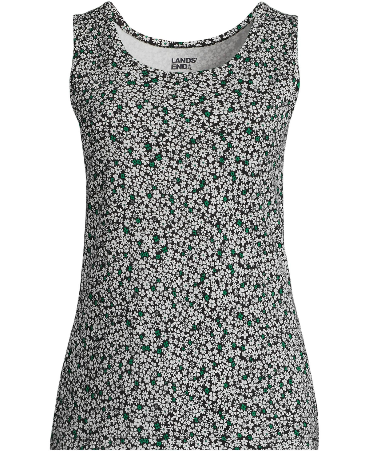 Lands' End Plus Size Cotton Tank Top -ivory daisy floral