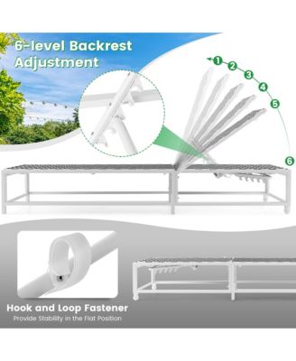 Patio Lounge Chair Chaise Adjustable Reclining Chair Garden Deck Wheel