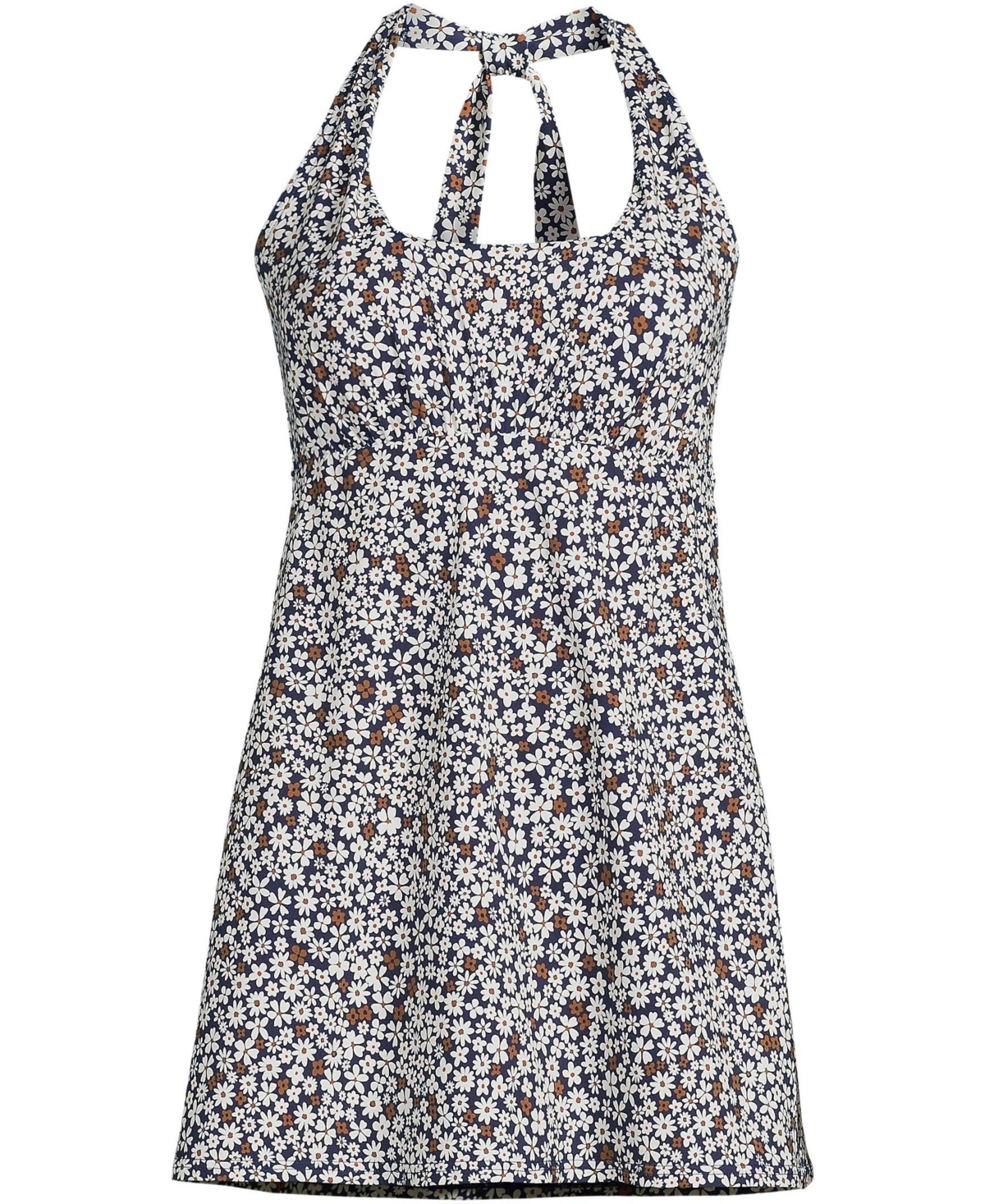 Lands' End Women's Square Neck Halter Swim Dress One Piece Swimsuit