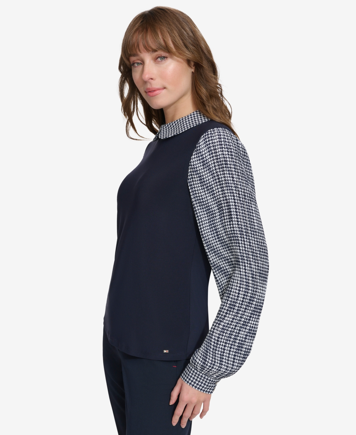 Tommy Hilfiger Women's Collared Pleated-Sleeve Top -ivr