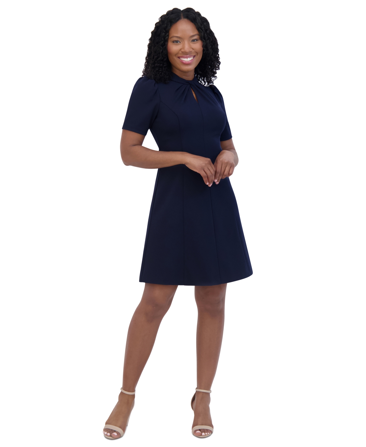 Jessica Howard Petite Twist-Neck Short-Sleeve Dress