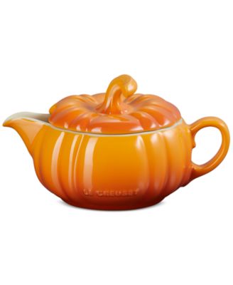Le Creuset - Stoneware Pumpkin 14-Oz. Gravy Boat with Lid - Persimmon