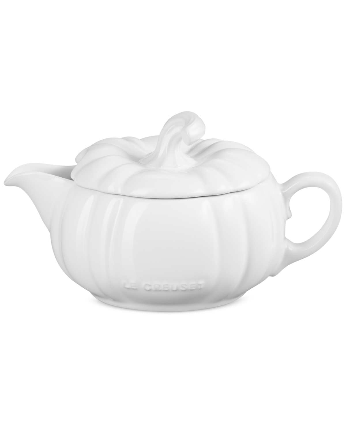 Le Creuset Stoneware Pumpkin 14-oz. Gravy Boat With Lid In White