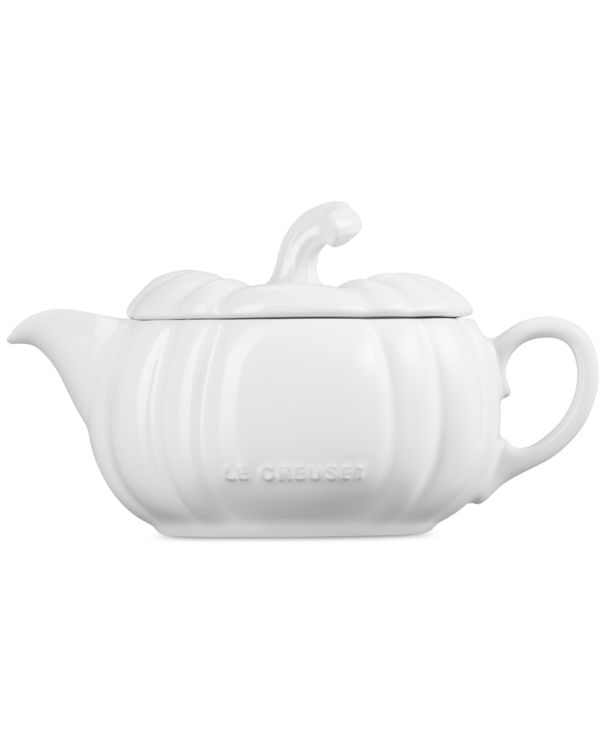 Le Creuset Stoneware Pumpkin 14-oz. Gravy Boat With Lid In White