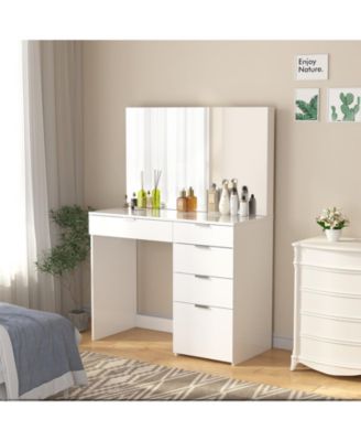 Modern Vanity Table Vanity Desk with 5 Drawers