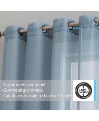 2 Piece Semi Sheer Voile Window Curtain Drapes Grommet Panels for Bedroom, Living Room & Kids Room