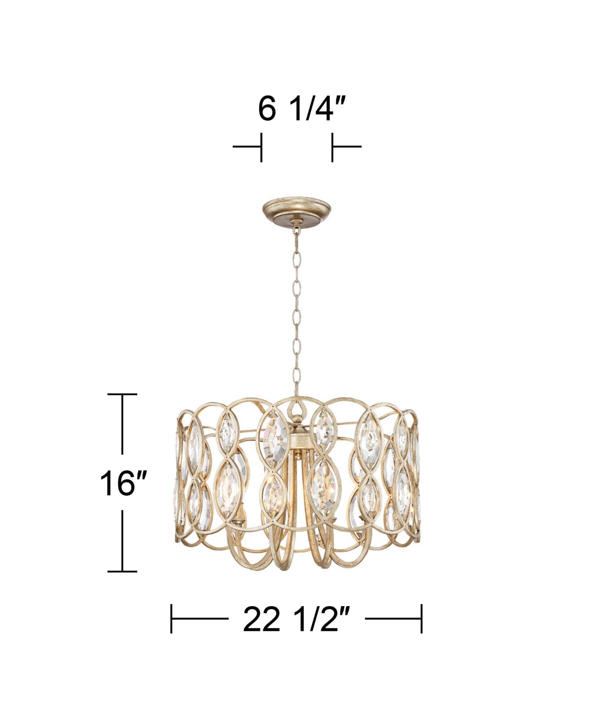 Possini Euro Design Bellmont Silver Leaf Drum Pendant Chandelier Lighting 22 1/2