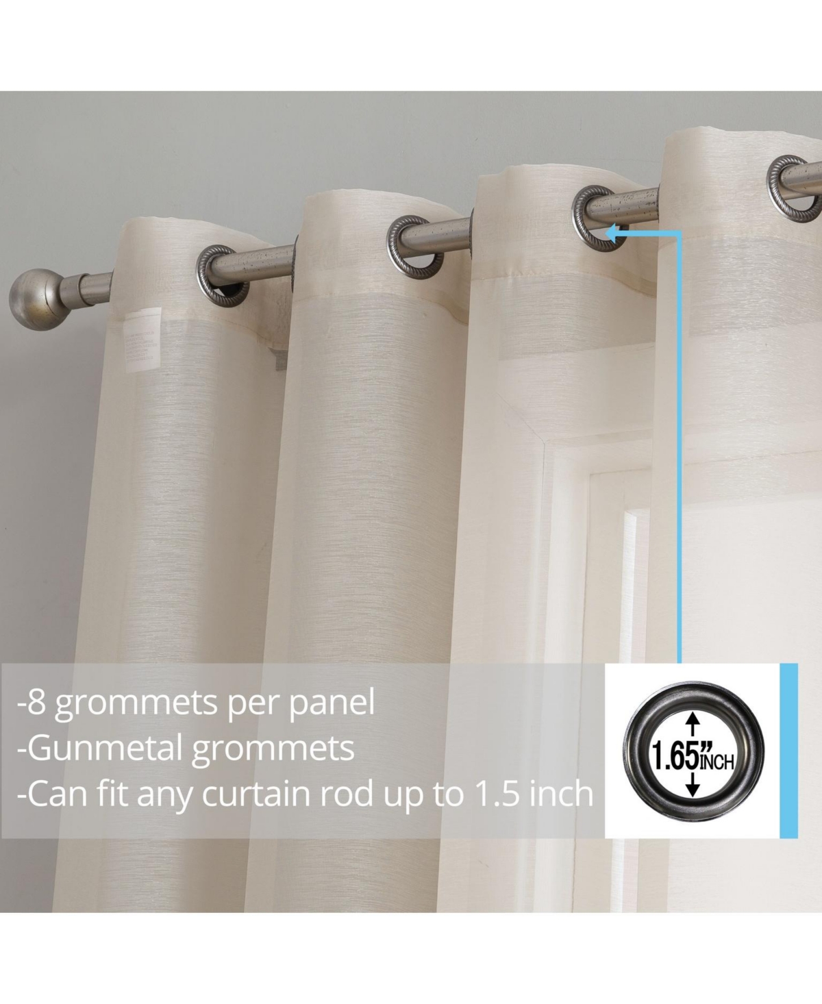 Hlc.me 2 Piece Semi Sheer Voile Window Curtain Drapes Grommet Panels for Bedroom