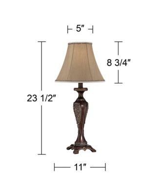 Hanna Traditional Accent Table Lamp 23 1/2" High Dark Bronze Candlestick Floral Bell Shade for Bedroom Living Room Bedside Office Family