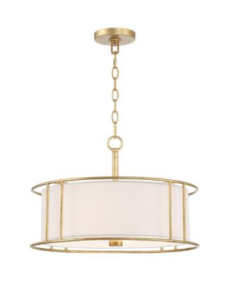 Kahna Painted Gold Pendant Chandelier 20" Wide Modern Metal Cage Frosted Tempered Round Glass Shade 4-Light Fixture for Dining Room House Foyer Kitchen Island Entryway Bedroom - Possini Euro Design