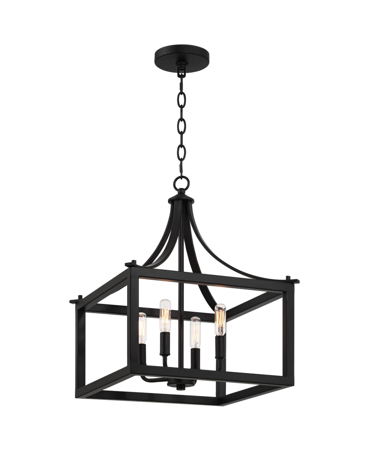 Possini Euro Design Delfina MattePendant Chandelier Wide Modern Open Square Metal Cage 4-Light Fixture for Dining Room House Foyer Kitchen
