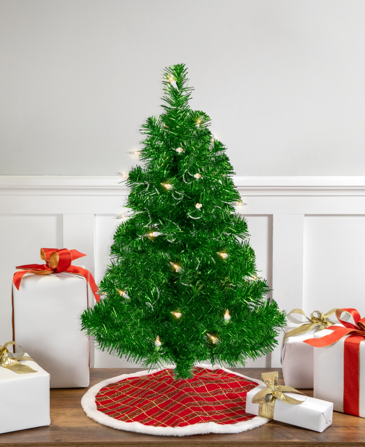 Northlight 2' Paradise Lime Green Tinsel Pine Artificial Tree In Green