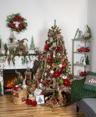 55" Red Classic Truck with Tree Christmas Garland