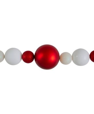 6' Ball 3-Finish Red and White Christmas Garland