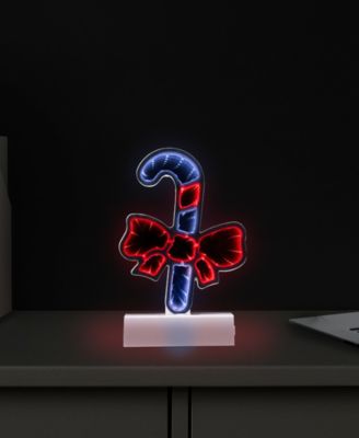 LED 3D Candy Cane with Bow Christmas Tunnel Light - 8-Inch