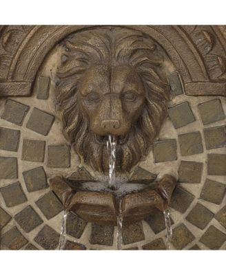 Royal Lions Head 51" High Large Italian Outdoor Decor Faux Stone Floor Fountain with Light Outside Garden Patio