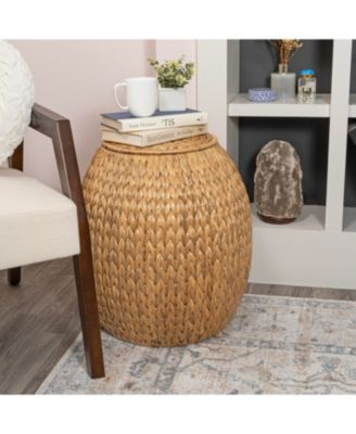 Colt 17&amp;quot; Coastal Bohemian Handwoven Hyacinth Storage Stool with Lid, Natural