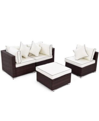 4 pcs Wicker Rattan Sofa Furniture Set