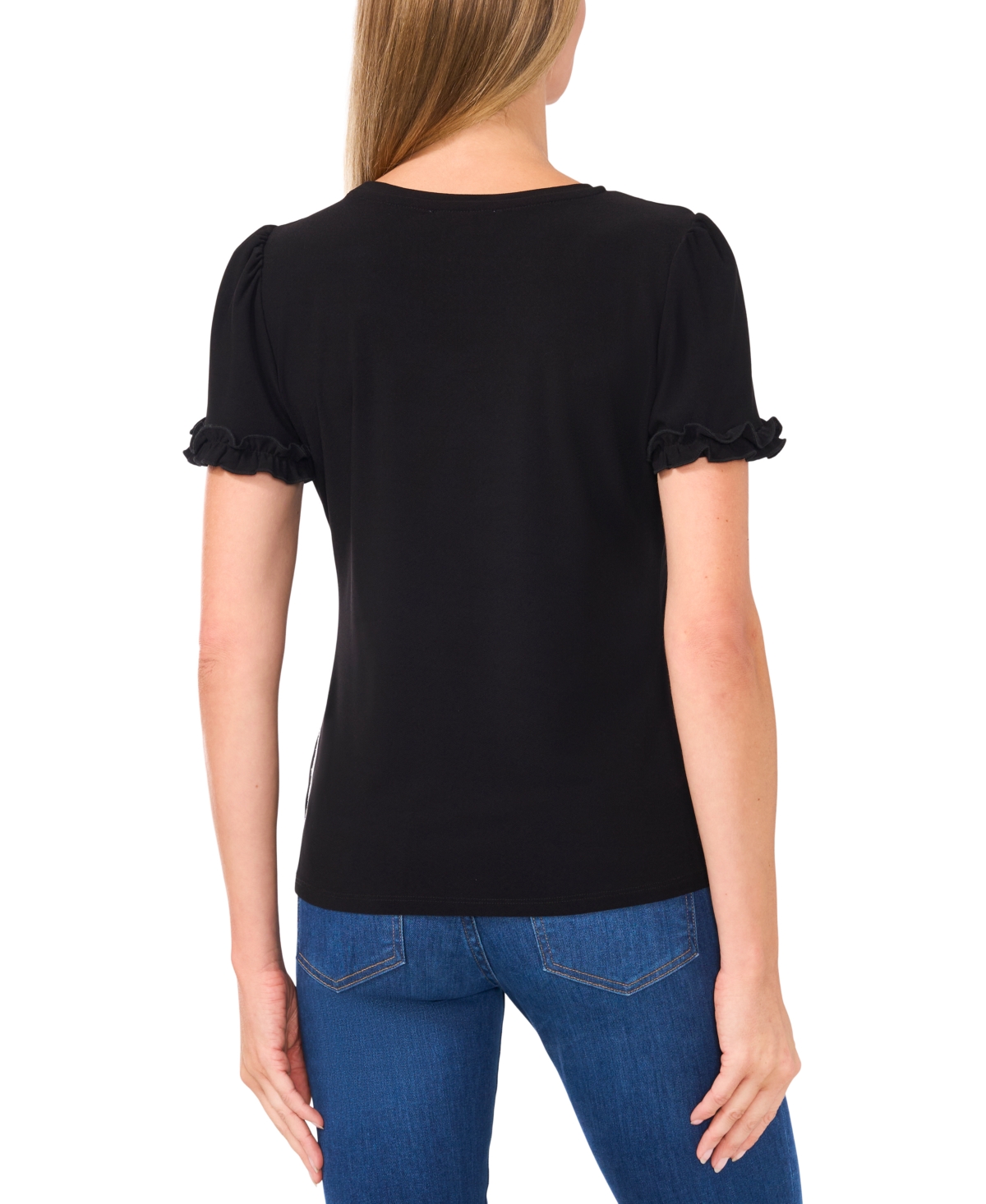 CeCe Women's Short-Sleeve Ruffle-Cuff Knit Top